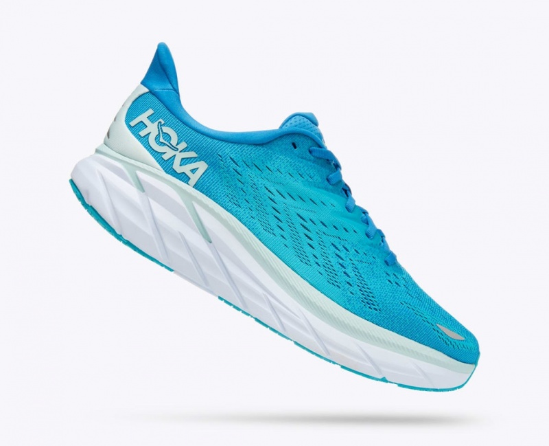 Turquoise HOKA Clifton 8 Men's Running Shoes | 73JWHNCTL