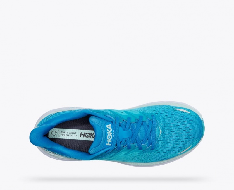 Turquoise HOKA Clifton 8 Men's Running Shoes | 73JWHNCTL