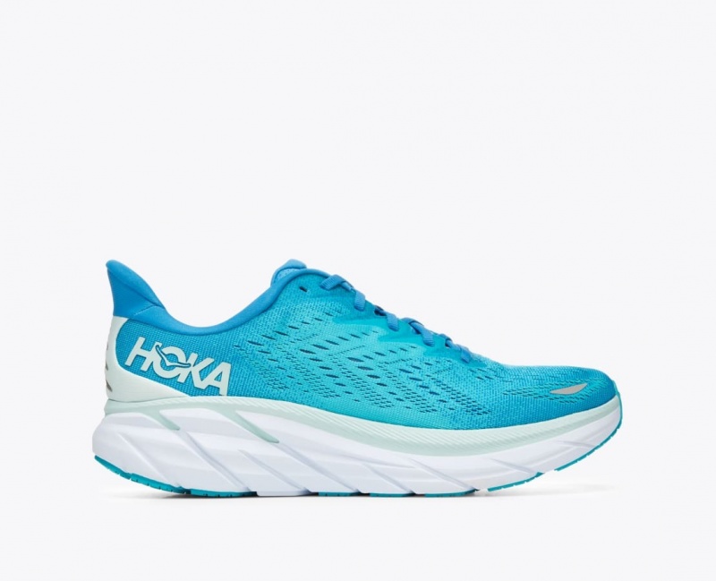 Turquoise HOKA Clifton 8 Men\'s Running Shoes | 73JWHNCTL