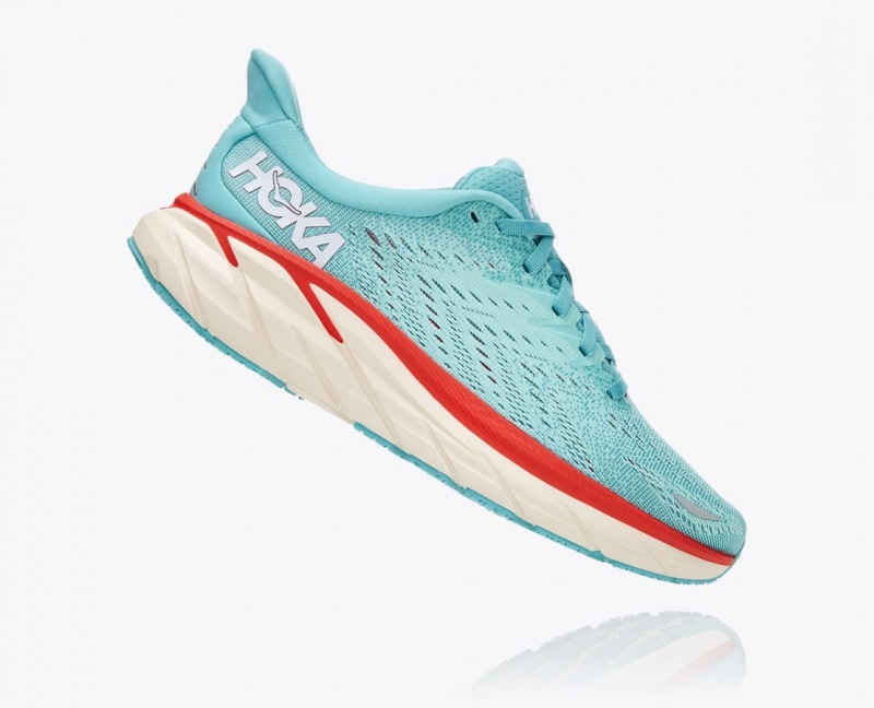 Turquoise HOKA Clifton 8 Women's Running Shoes | 71TYBSGXK