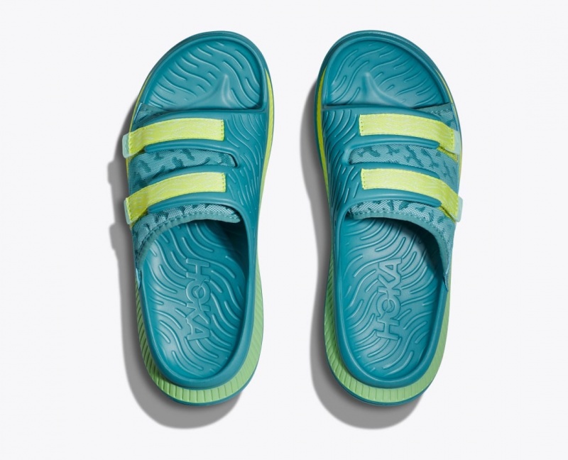 Turquoise HOKA Ora Luxe Men's Slide | 69QNUXTSC