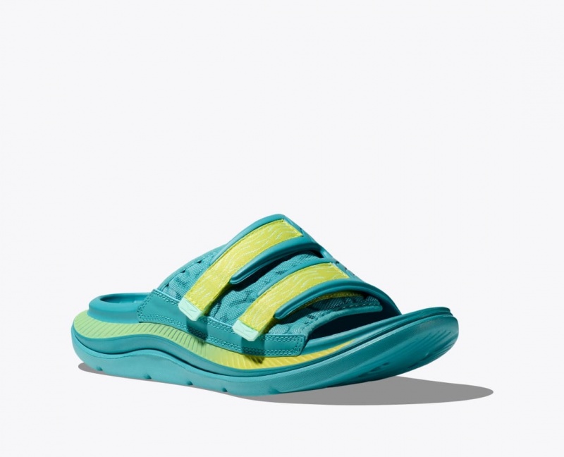 Turquoise HOKA Ora Luxe Men's Slide | 69QNUXTSC