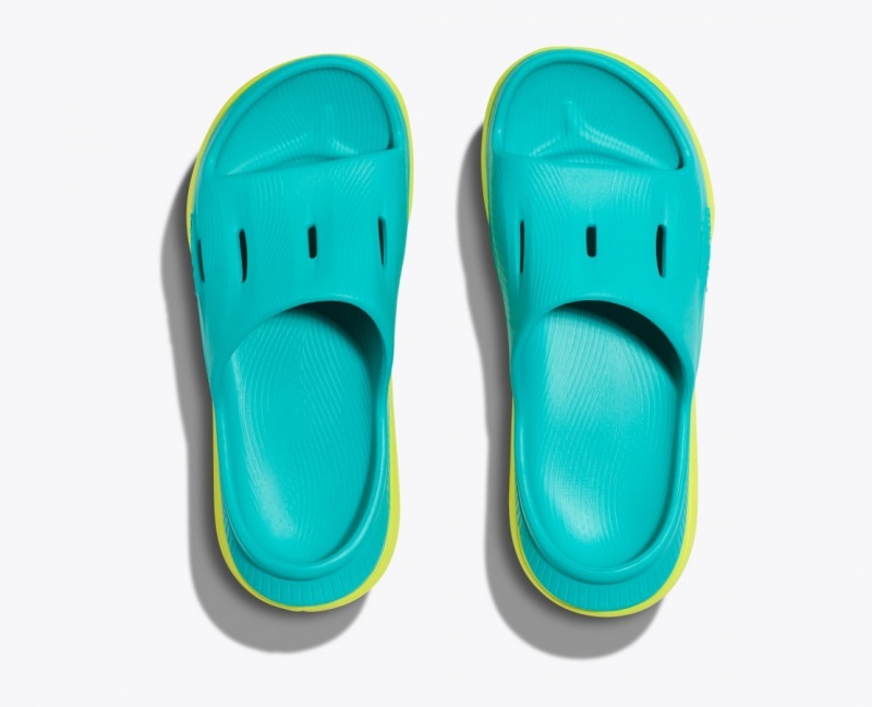 Turquoise / Green HOKA Ora Recovery 3 Kids' Slides | 57ZRBADGU