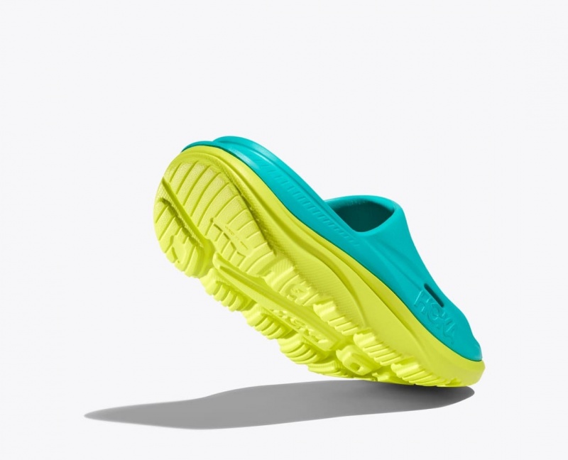 Turquoise / Green HOKA Ora Recovery 3 Kids' Slides | 57ZRBADGU