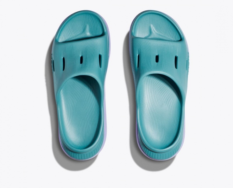 Turquoise / Light Purple HOKA Ora Recovery 3 Kids' Slides | 35JQIBWET