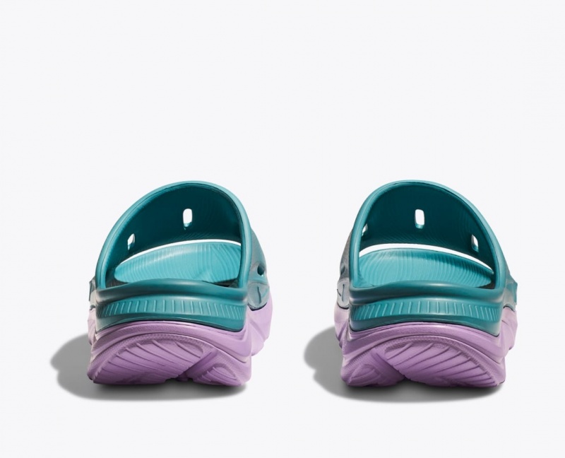 Turquoise / Light Purple HOKA Ora Recovery 3 Kids' Slides | 35JQIBWET