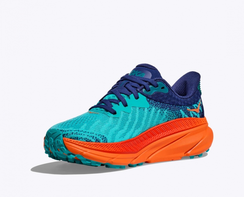 Turquoise / Navy HOKA Challenger 7 Women's Trail Running Shoes | 16WXNJBTI