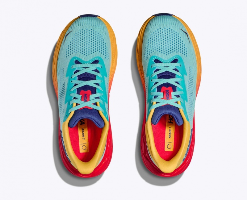 Turquoise / Orange HOKA Arahi 7 Women's Running Shoes | 01NLUIHQF