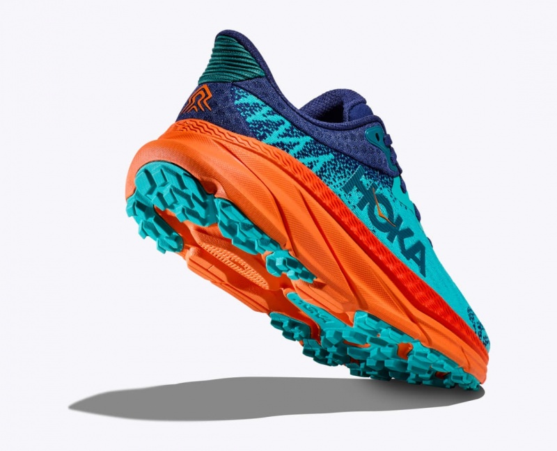 Turquoise / Orange HOKA Challenger 7 Men's Trail Running Shoes | 12WOBNDEH