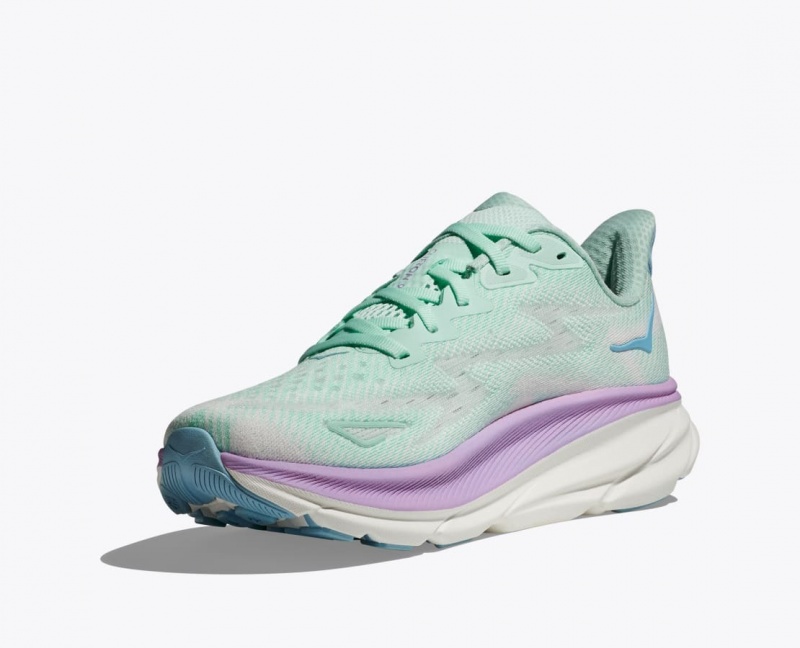 Turquoise / Purple HOKA Clifton 9 Women's Running Shoes | 79OZFNGSJ