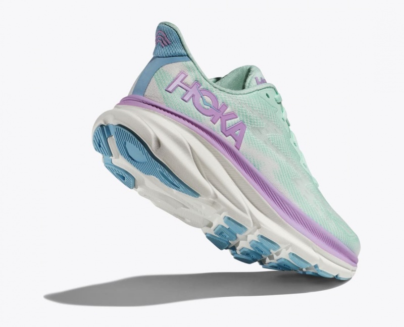 Turquoise / Purple HOKA Clifton 9 Women's Running Shoes | 79OZFNGSJ