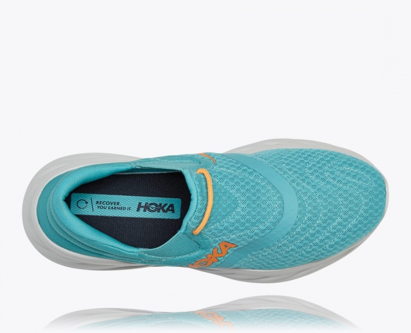 Turquoise / White HOKA Ora Recovery 2 Men's Slip On Shoes | 09TCEOHSZ