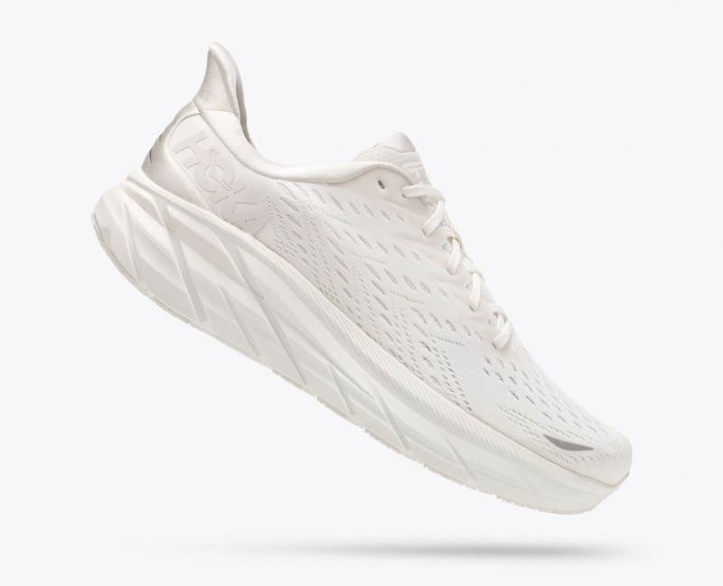 White HOKA Clifton 8 Men's Running Shoes | 97HRSPOEZ