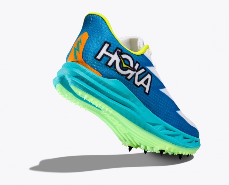 White / Blue HOKA Crescendo MD Men's Track Spikes | 85IJSBDMR