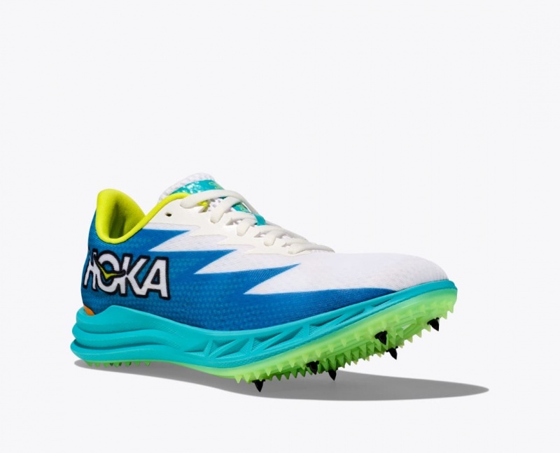 White / Blue HOKA Crescendo MD Men's Track Spikes | 85IJSBDMR