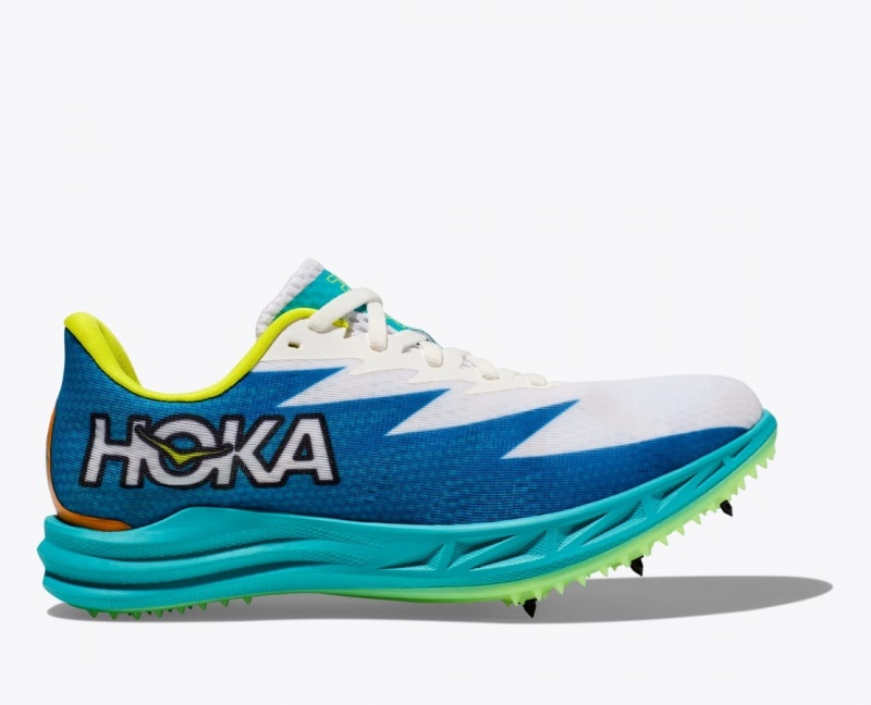 White / Blue HOKA Crescendo MD Men\'s Track Spikes | 85IJSBDMR