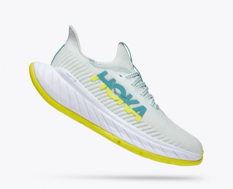 White / Green HOKA Carbon X 3 Women's Running Shoes | 25UQDPYKA