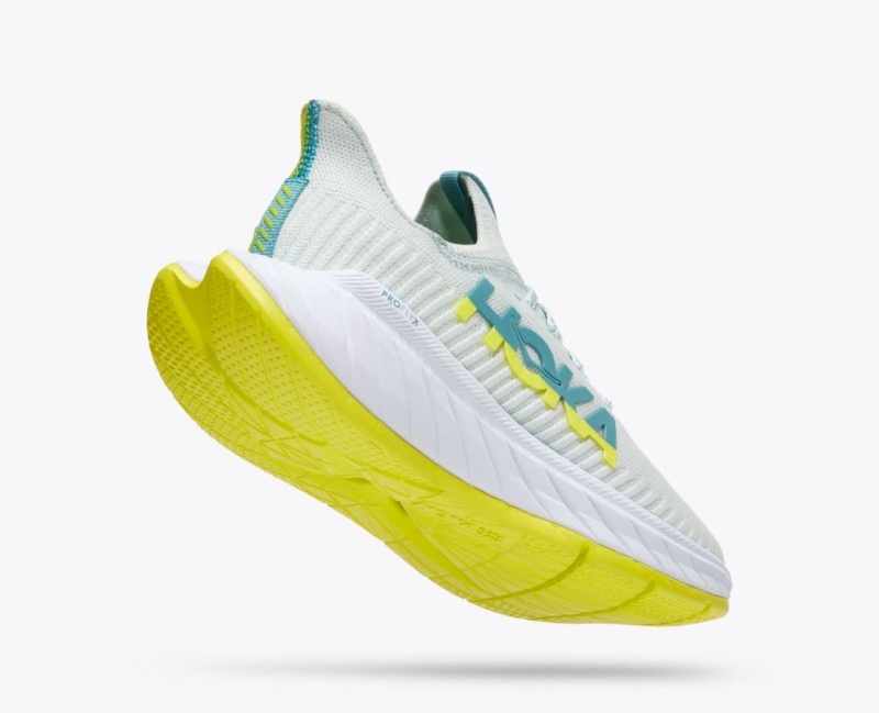 White / Green HOKA Carbon X 3 Women's Running Shoes | 25UQDPYKA