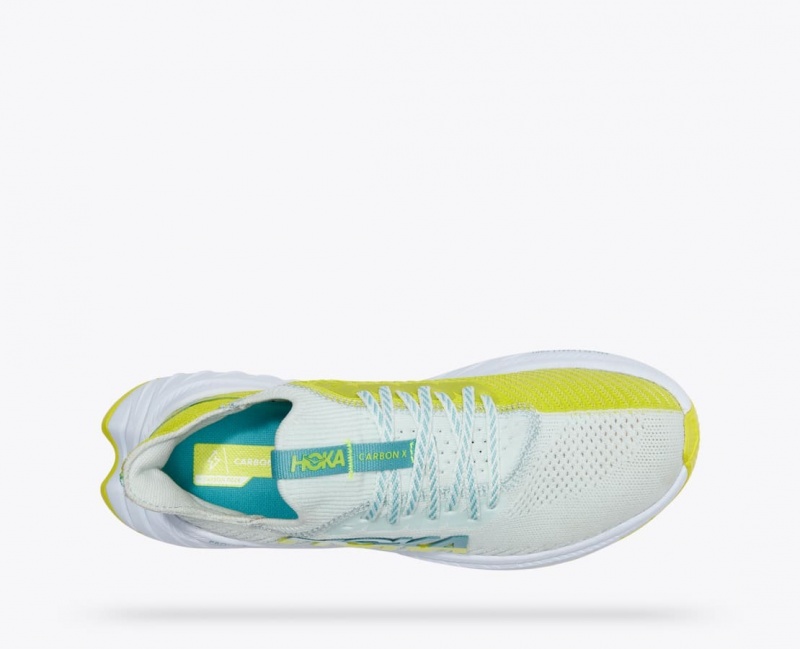 White / Green HOKA Carbon X 3 Women's Running Shoes | 25UQDPYKA