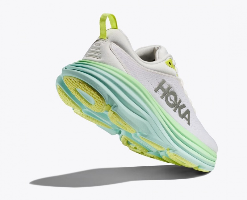 White / Light Green HOKA Bondi 8 Women's Running Shoes | 46WGSQMIR