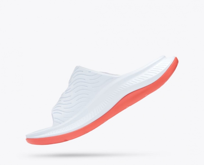 White / Orange / Blue HOKA Ora Luxe Men's Slide | 63MWHPQOV