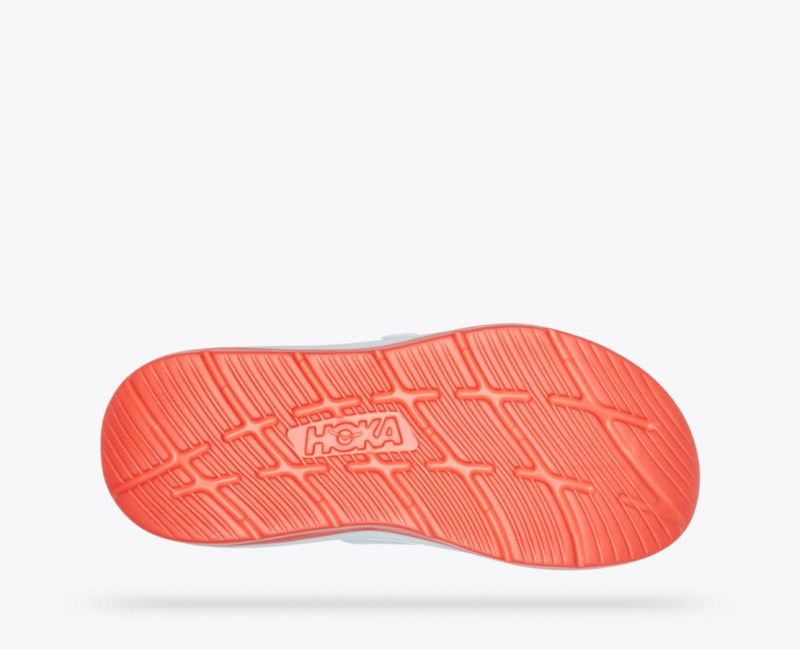 White / Orange / Blue HOKA Ora Luxe Men's Slide | 63MWHPQOV