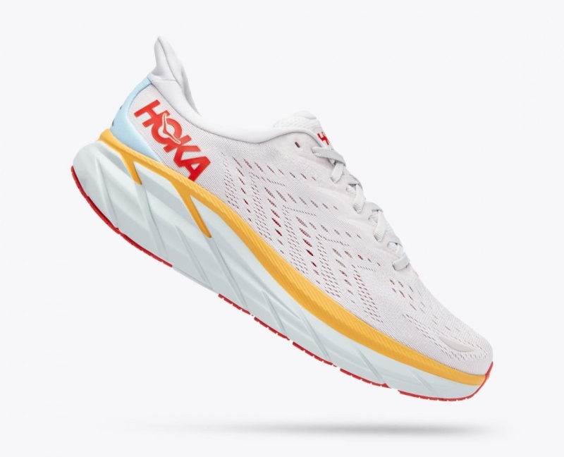 White / Orange / Red HOKA Clifton 8 Men's Running Shoes | 37LHVIJOP