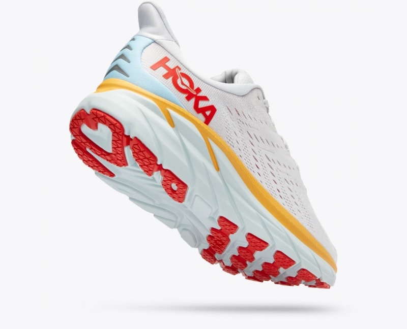 White / Orange / Red HOKA Clifton 8 Men's Running Shoes | 37LHVIJOP