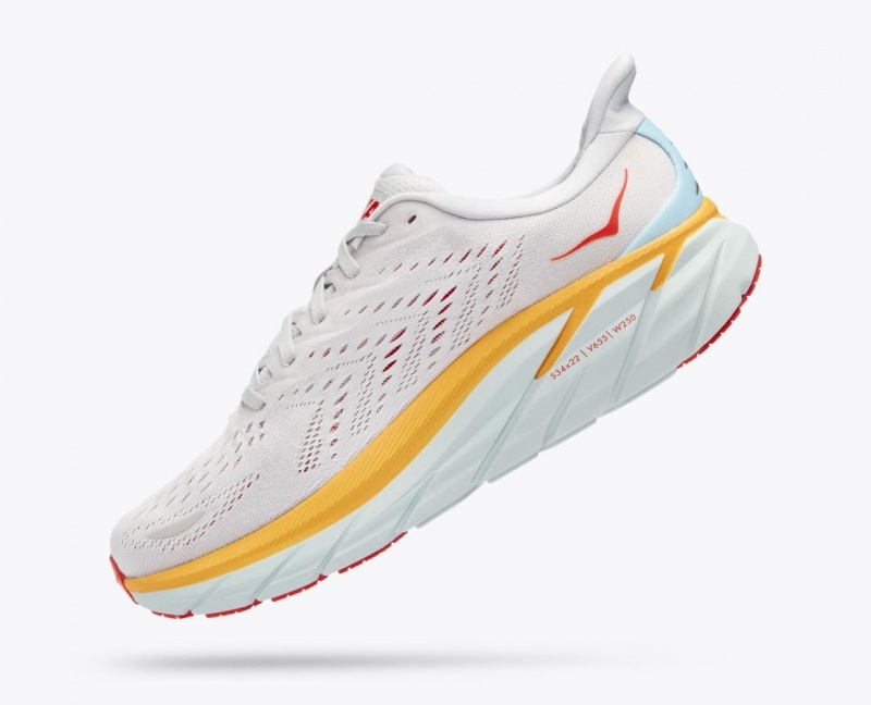 White / Orange / Red HOKA Clifton 8 Men's Running Shoes | 37LHVIJOP