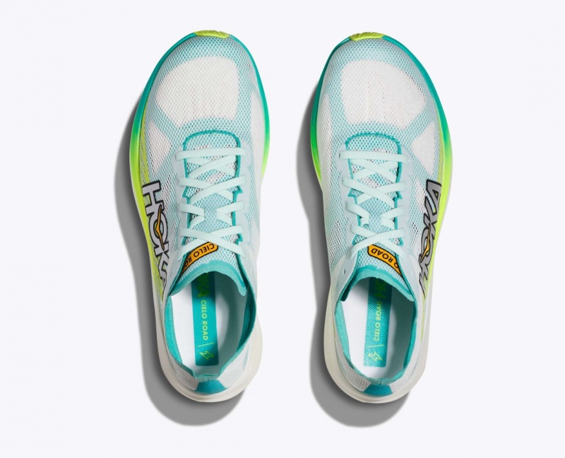 White / Turquoise HOKA Cielo Road Men's Running Shoes | 43ZTCYHOE