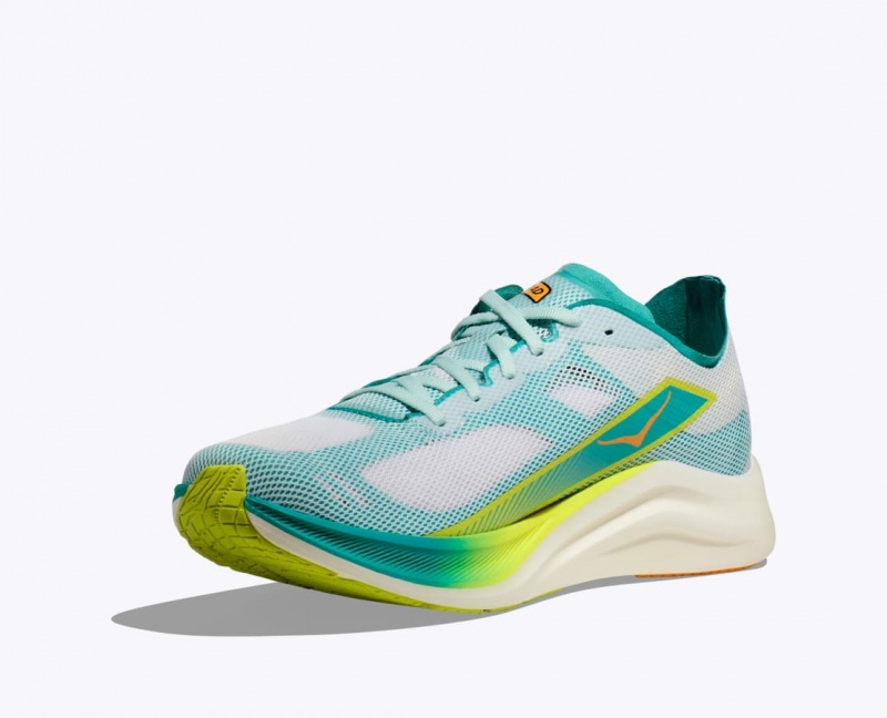 White / Turquoise HOKA Cielo Road Men's Running Shoes | 43ZTCYHOE