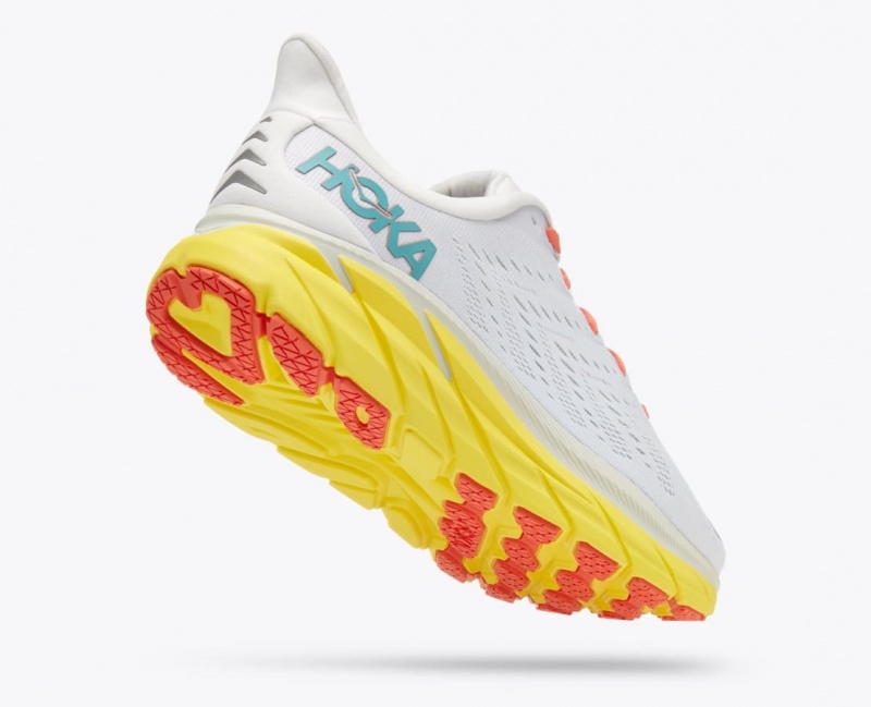 White / Yellow HOKA Clifton 8 Men's Running Shoes | 61RGVUDKY