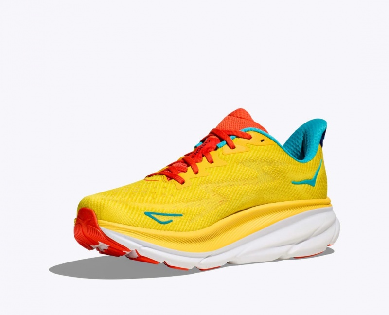 Yellow HOKA Clifton 9 Men's Running Shoes | 27RIONJUK