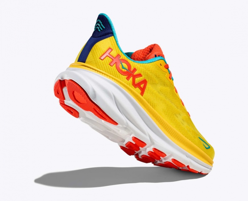 Yellow HOKA Clifton 9 Men's Running Shoes | 27RIONJUK