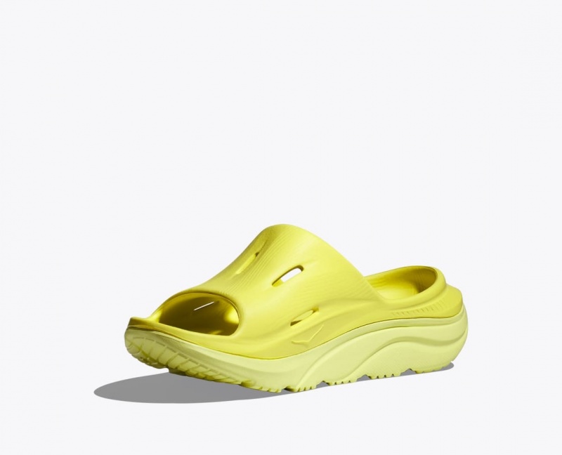 Yellow HOKA Ora Recovery 3 Kids' Slides | 39NDYURBX