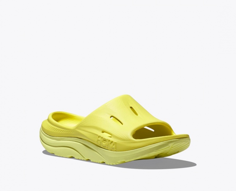 Yellow HOKA Ora Recovery 3 Kids' Slides | 39NDYURBX